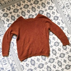 ☆burnt orange cable knit sweater w/ open back